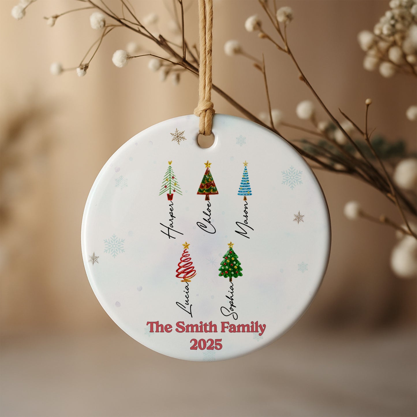 Celebrate A Family Christmas With Trees And Snowflakes