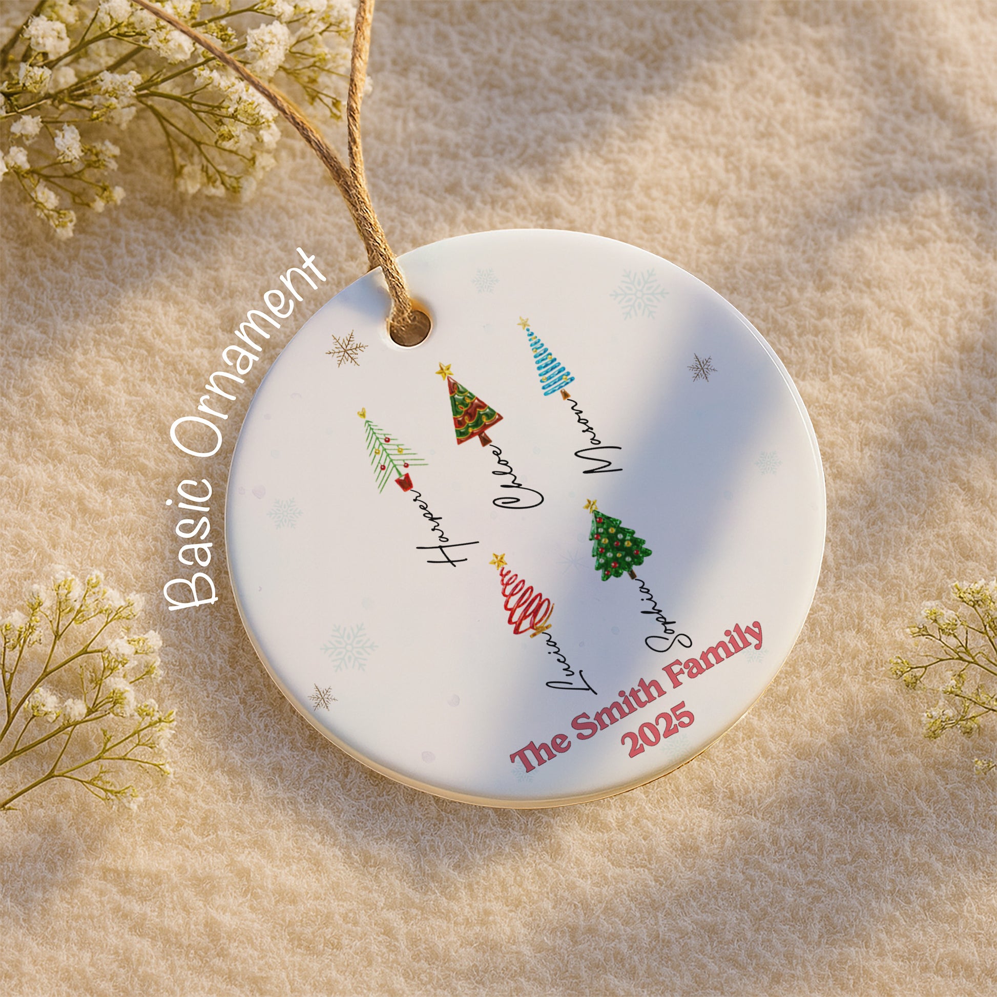 Celebrate A Family Christmas With Trees And Snowflakes