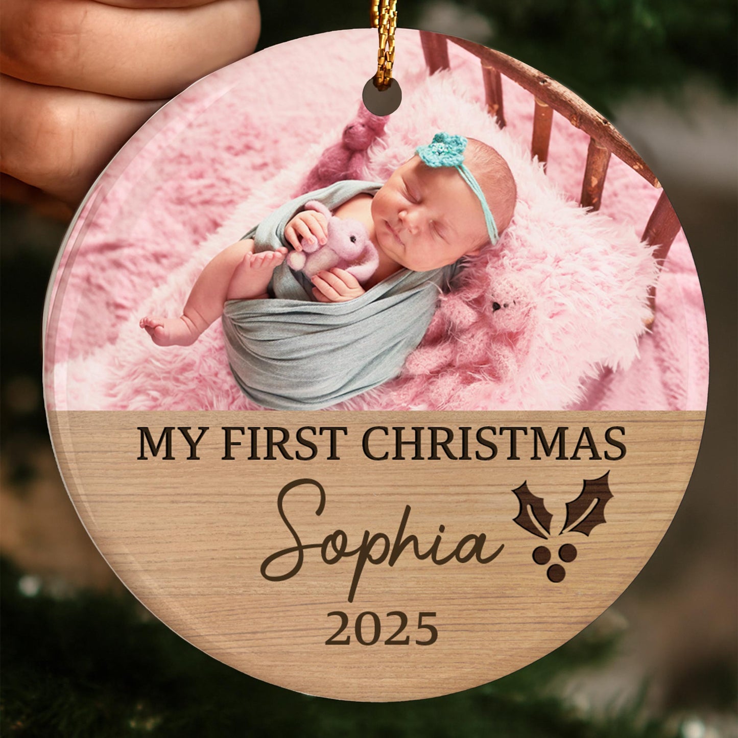 My First Christmas, Baby And Holly Berries Ornament
