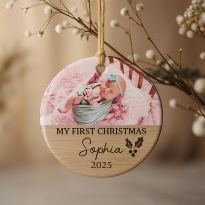 My First Christmas, Baby And Holly Berries Ornament