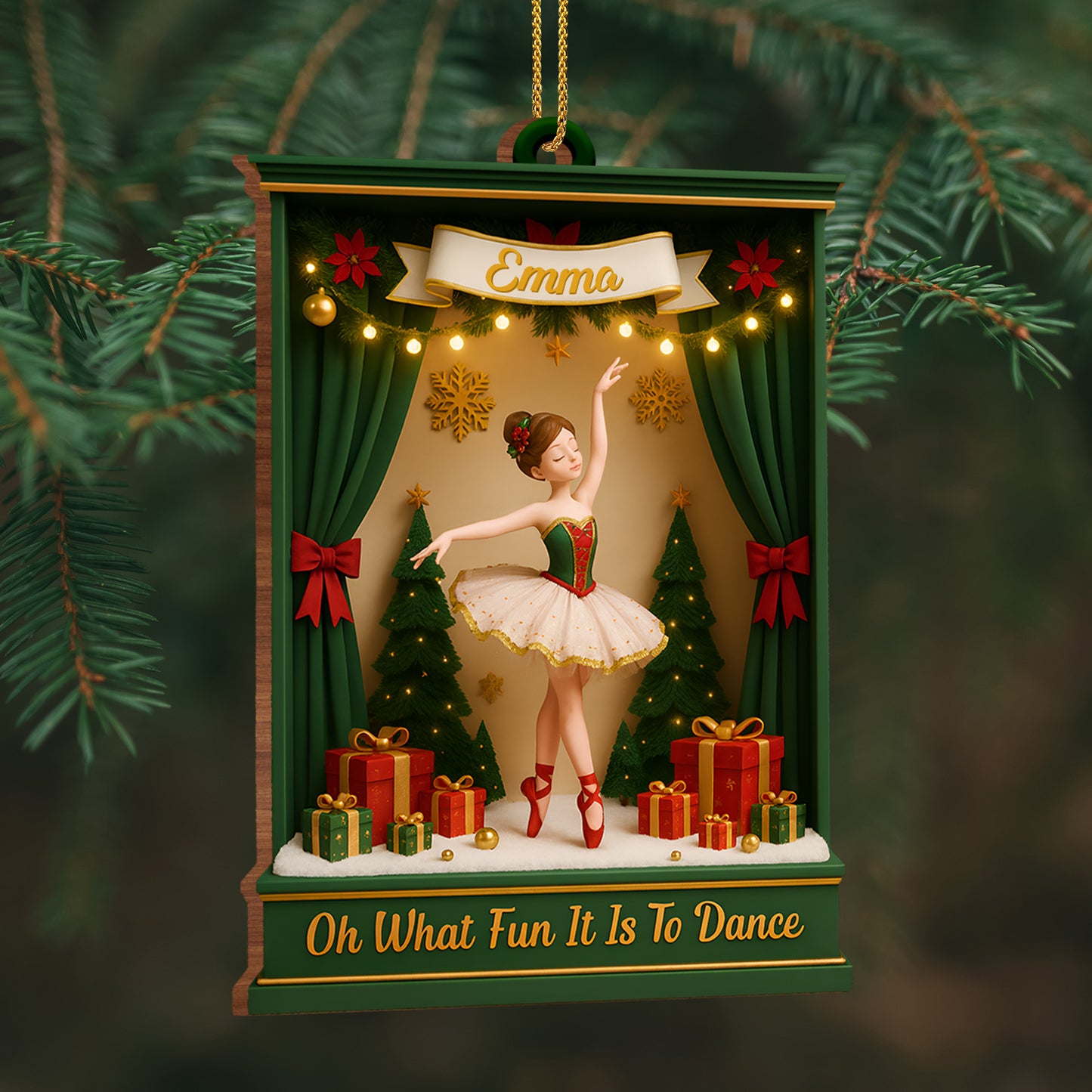 Oh What Fun It Is To Dance With Ballet Dancer And Christmas Tree