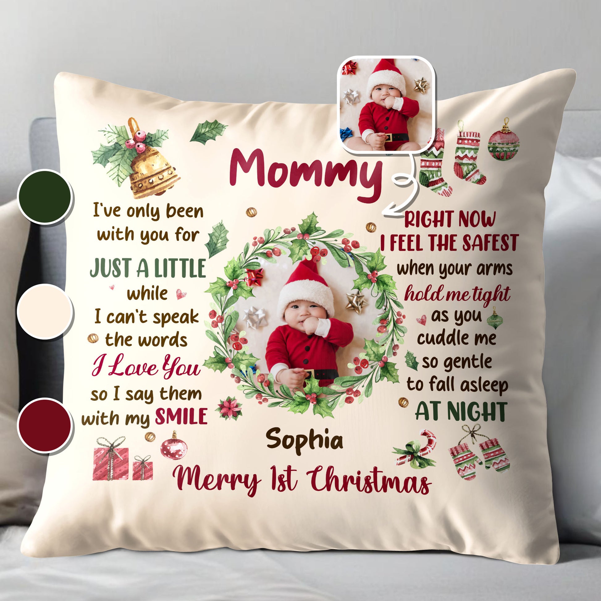 Merry 1st Christmas, Baby Smile And Warm Embrace