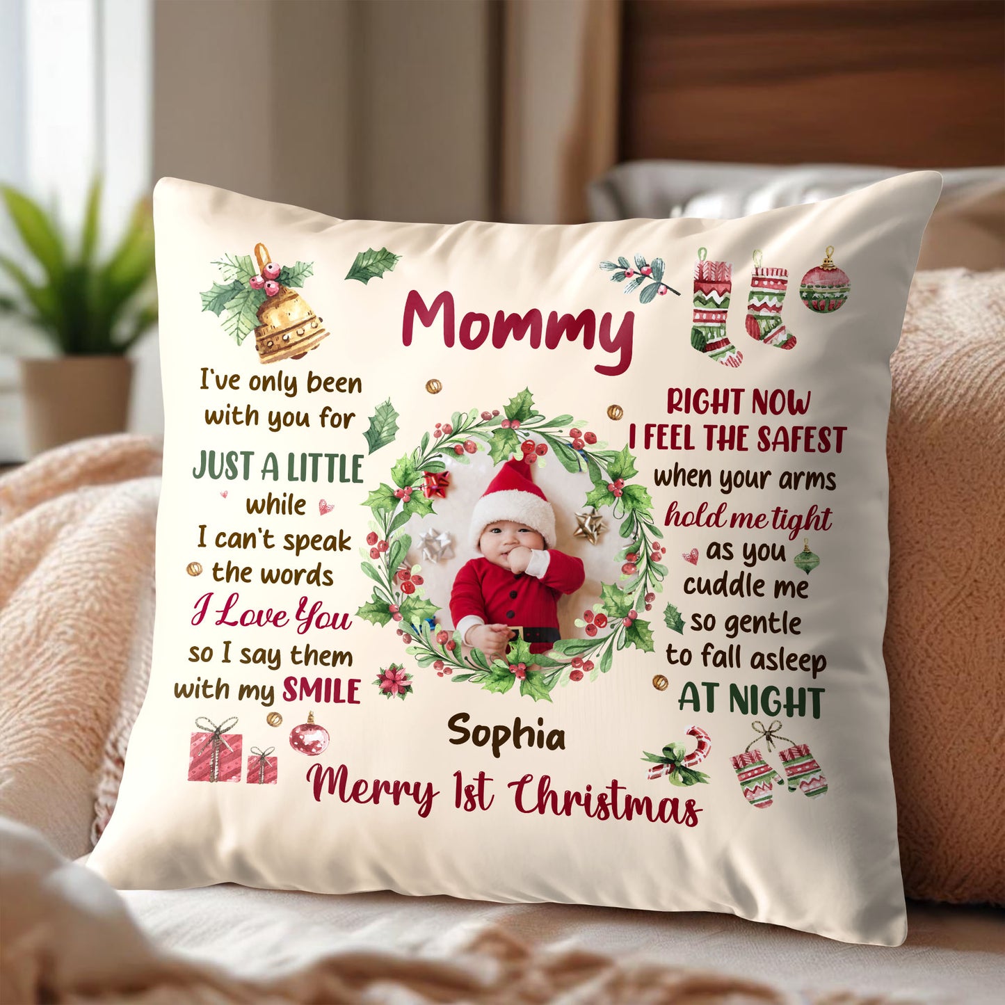 Merry 1st Christmas, Baby Smile And Warm Embrace