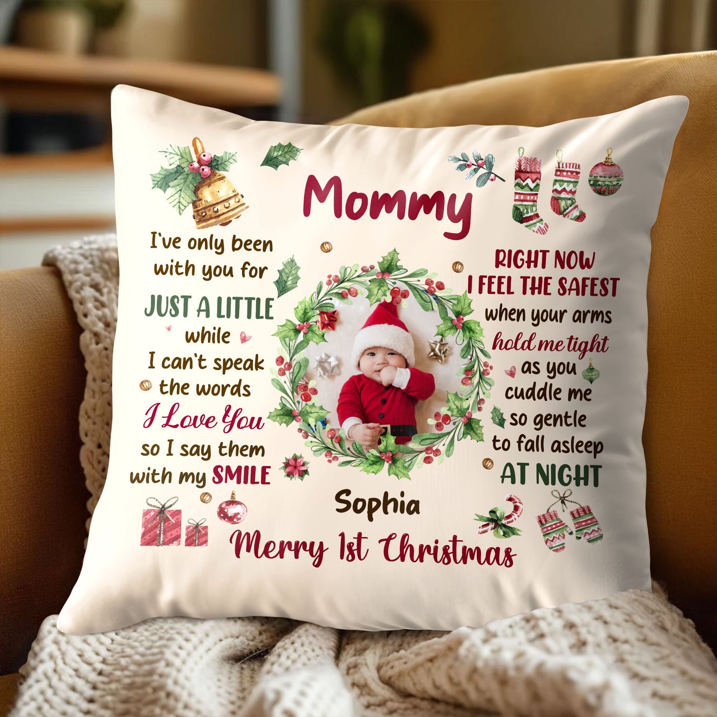 Merry 1st Christmas, Baby Smile And Warm Embrace