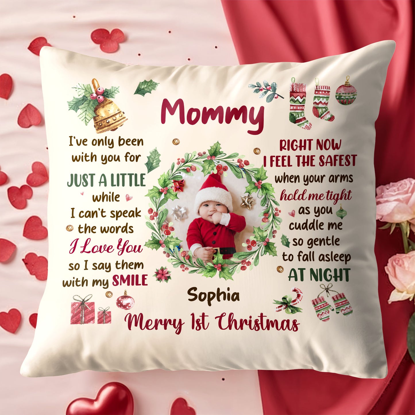 Merry 1st Christmas, Baby Smile And Warm Embrace