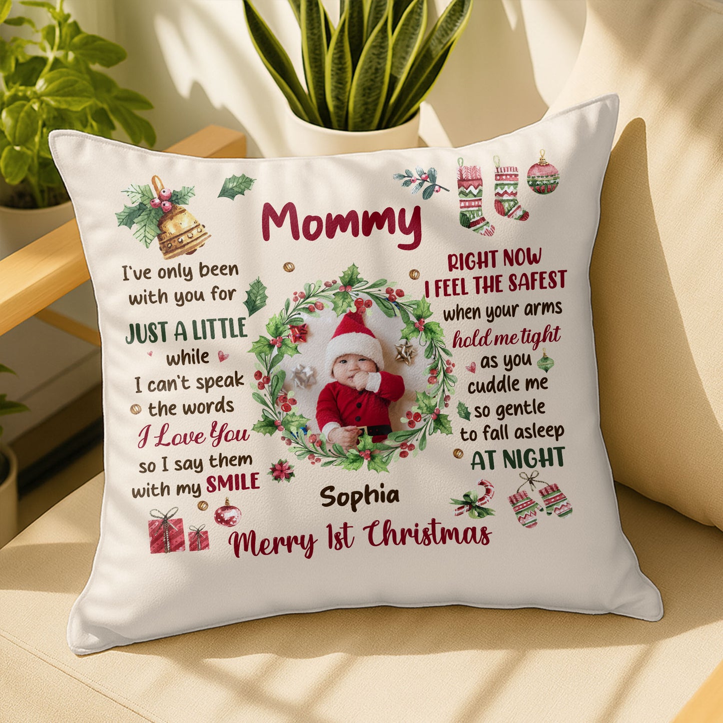 Merry 1st Christmas, Baby Smile And Warm Embrace