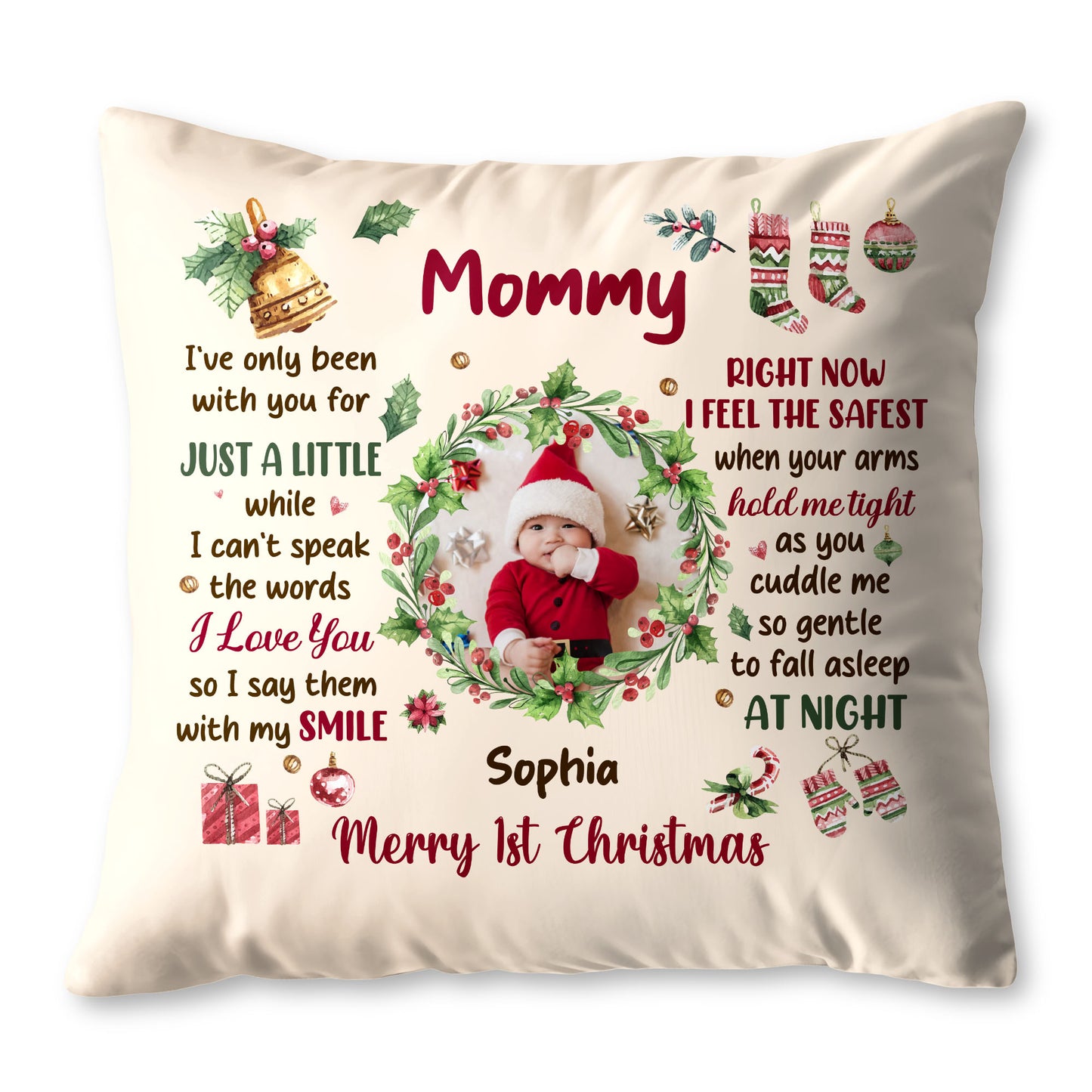 Merry 1st Christmas, Baby Smile And Warm Embrace