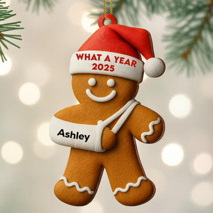 What A Year Gingerbread Man With Santa Hat