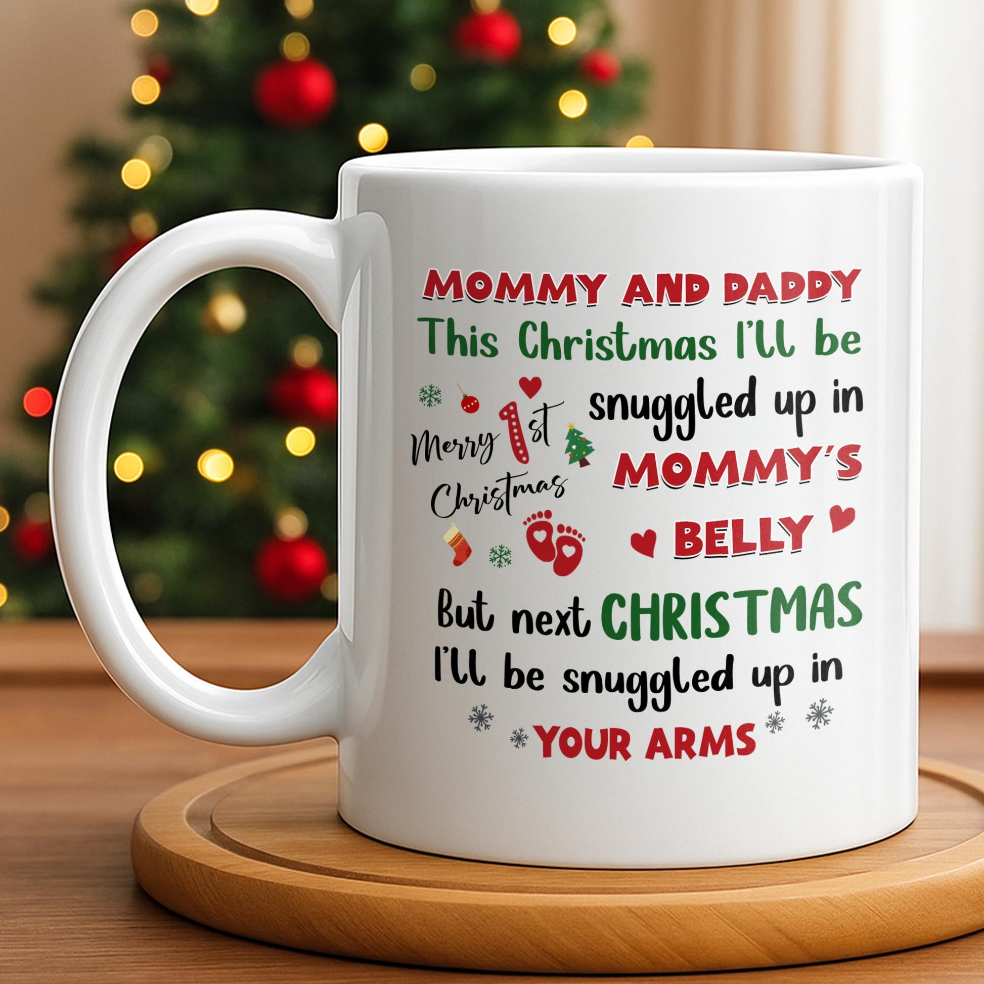 This Christmas Snuggled Up In Mommy's Belly, Baby Announcement