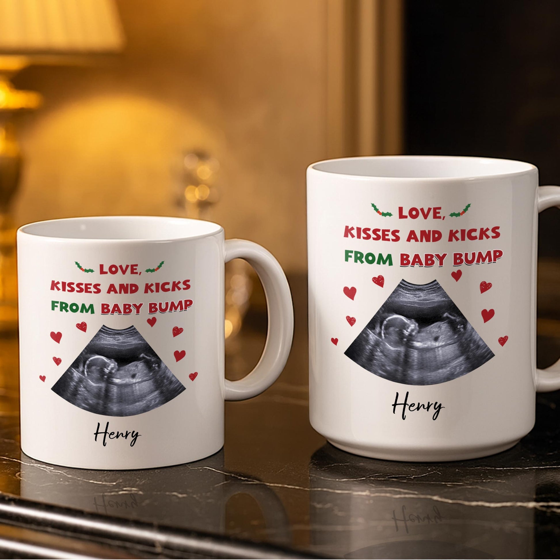 This Christmas Snuggled Up In Mommy's Belly, Baby Announcement