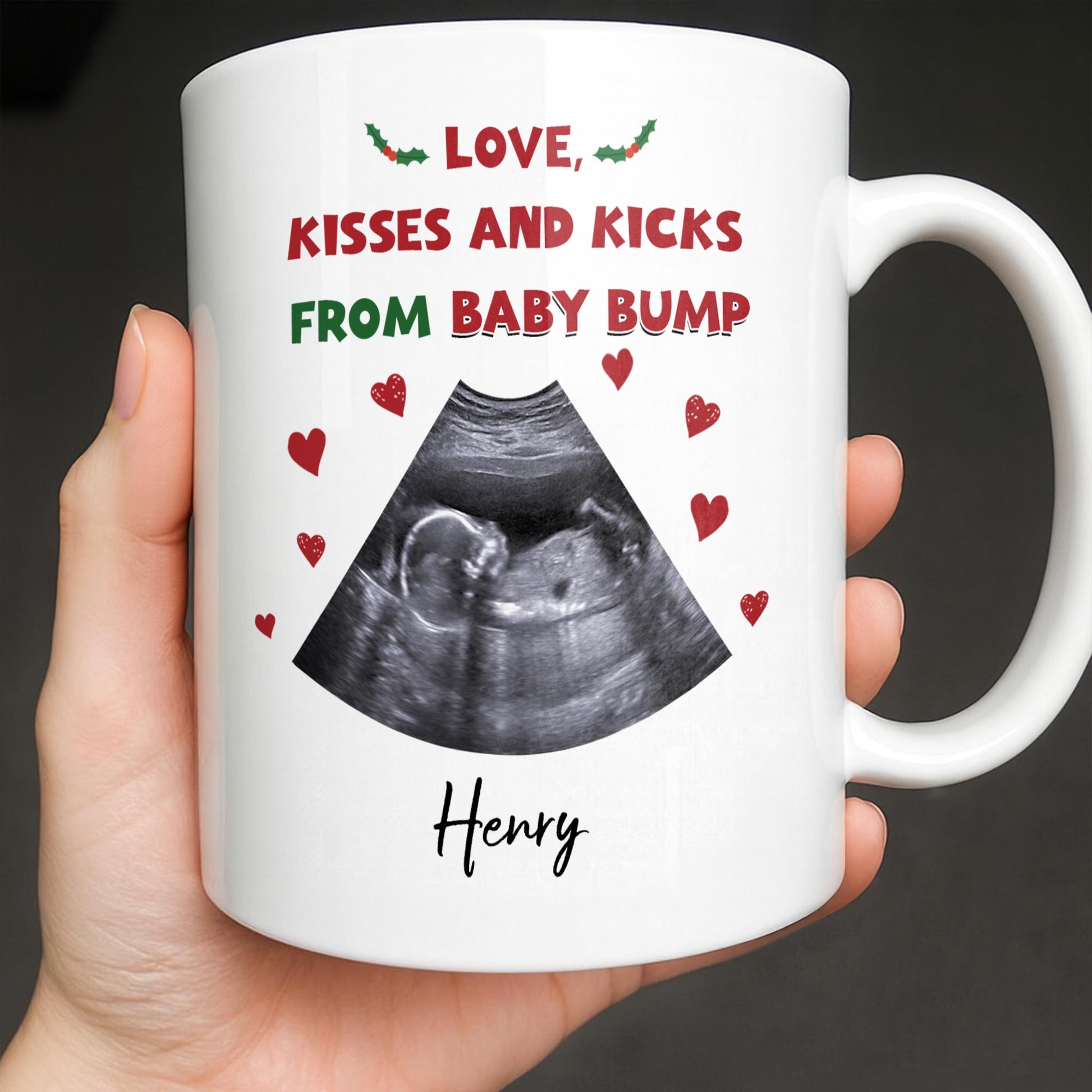 This Christmas Snuggled Up In Mommy's Belly, Baby Announcement