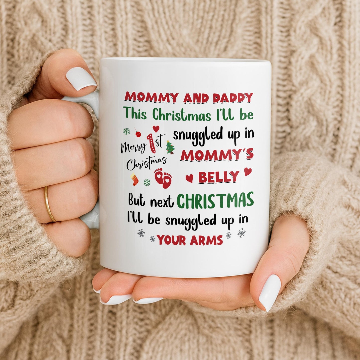 This Christmas Snuggled Up In Mommy's Belly, Baby Announcement