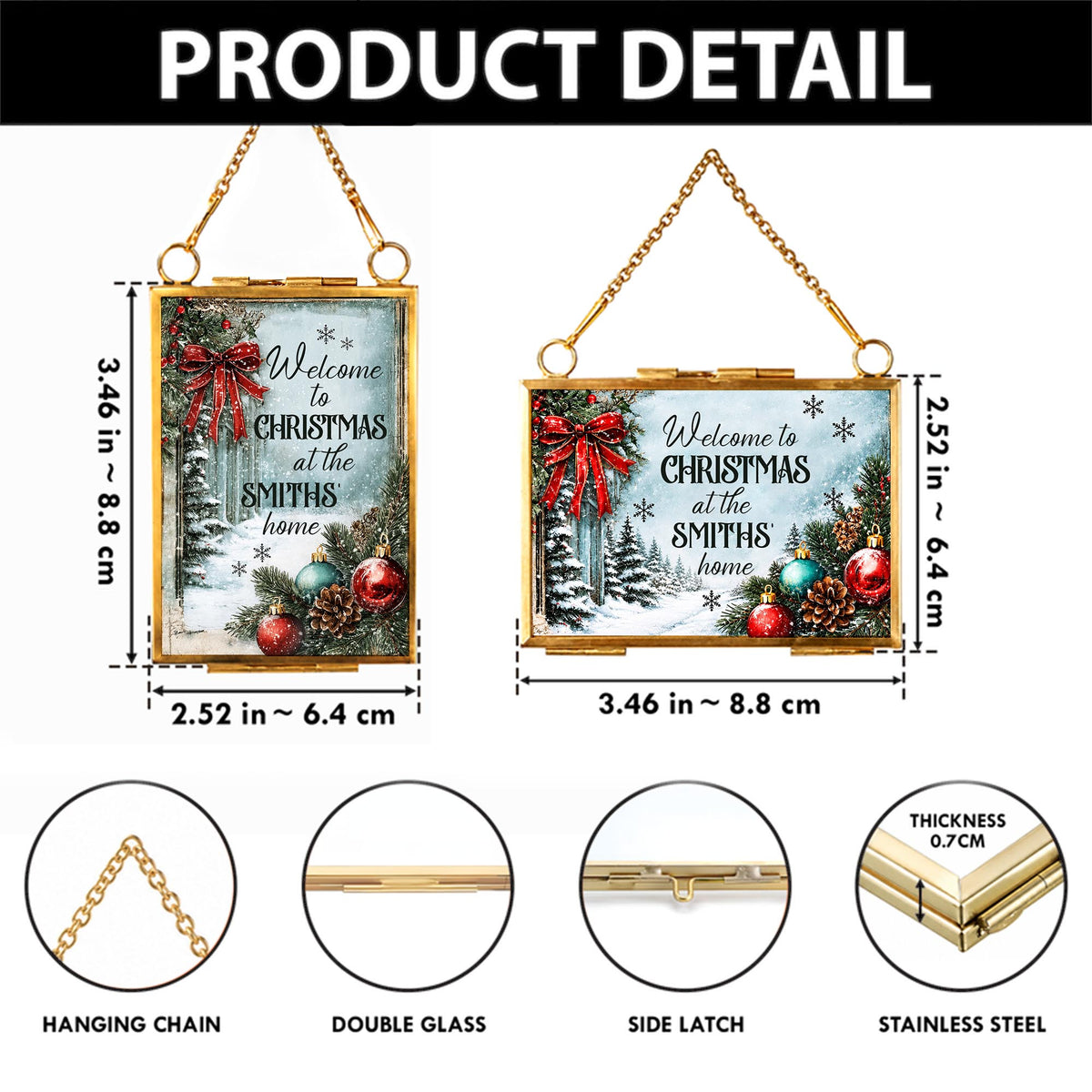 Welcome To Christmas At Our Home Red Bow Ornament Ornaments - Personalized Metal Frame Ornament - XMAS249_GOFRO