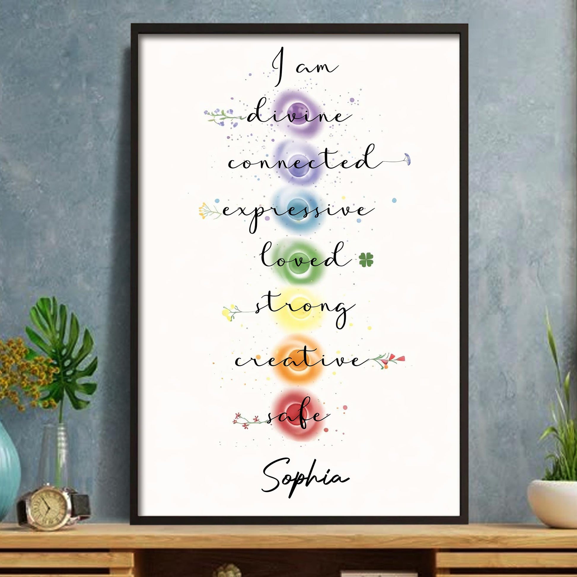 I Am Divine Connected Expressive Loved Strong Creative Safe Poster