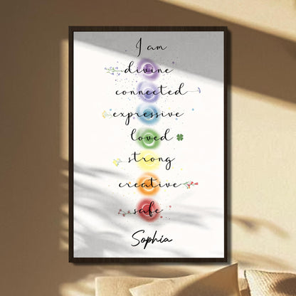 I Am Divine Connected Expressive Loved Strong Creative Safe Poster