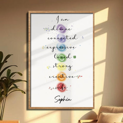 I Am Divine Connected Expressive Loved Strong Creative Safe Poster