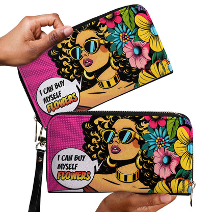 Portefeuille en cuir pour femme « Je peux m'acheter des fleurs » - buyf06WL