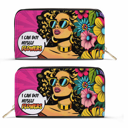 Portefeuille en cuir pour femme « Je peux m'acheter des fleurs » - buyf06WL