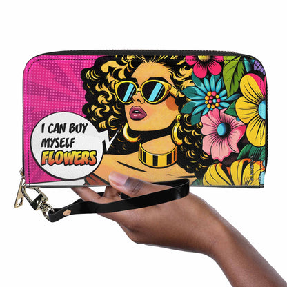 Portefeuille en cuir pour femme « Je peux m'acheter des fleurs » - buyf06WL