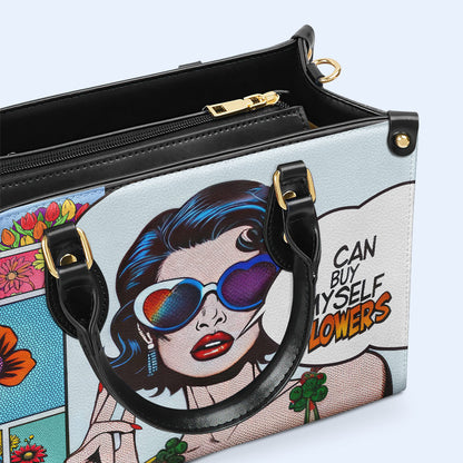 Je peux m'acheter des fleurs - Sac à main en cuir personnalisé - buyflowers02