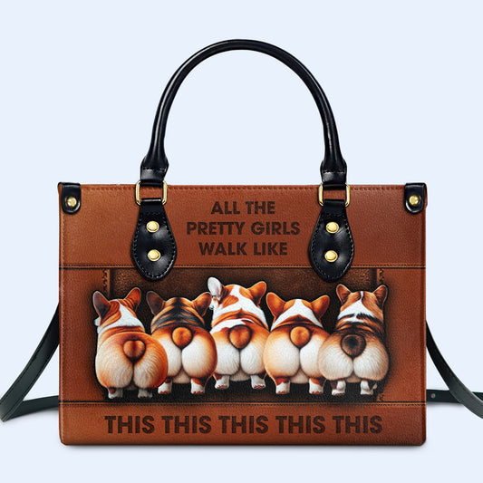 Corgi Walk - Bolso de mano de cuero personalizado - corgiwalk01