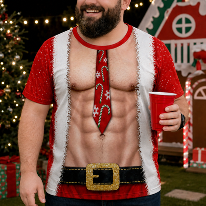 Let's Get Jolly And Show Off Our Christmas Spirit With Funny Abs And Santa Bikini - Personalized Custom Unisex All-Over Printed T-Shirt - CPL1908_3T