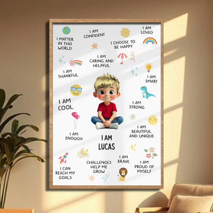 I Am Confident, Brave, And Beautiful Custom Poster - Personalized Custom Vertical Poster - KID324_VPOS