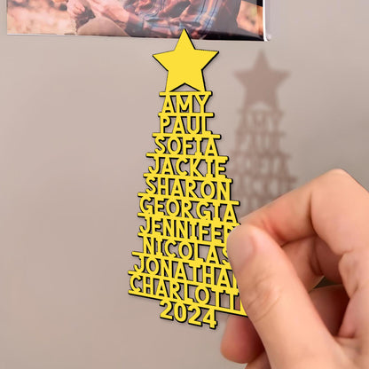 Aimant de sapin de Noël familial personnalisable - Aimant de réfrigérateur personnalisé - FAM093_MAGN