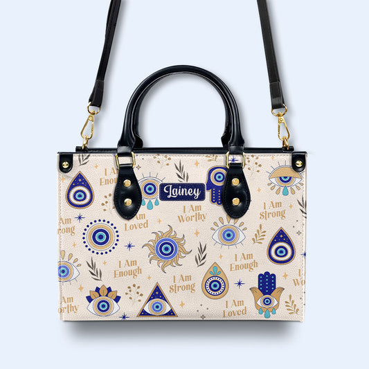 I Am Strong - Evil Eye - Personalized Leather Handbag - e_eye_strong_1 ag37