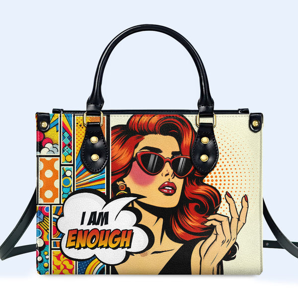 Soy suficiente - Bolso de mano de cuero personalizado - enough01