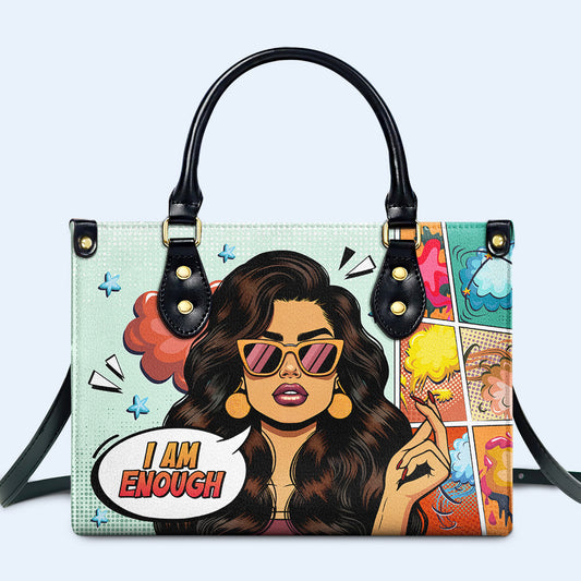 Soy suficiente - Bolso de mano de cuero personalizado - enough02