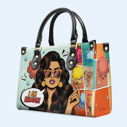 Soy suficiente - Bolso de mano de cuero personalizado - enough02