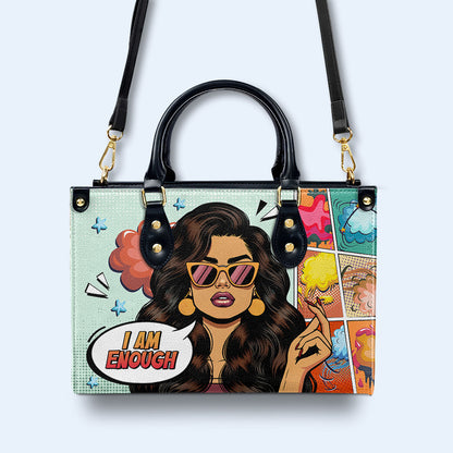 Soy suficiente - Bolso de mano de cuero personalizado - enough02