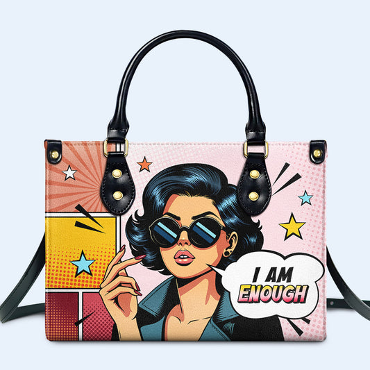 Soy suficiente - Bolso de mano de cuero personalizado - enough03