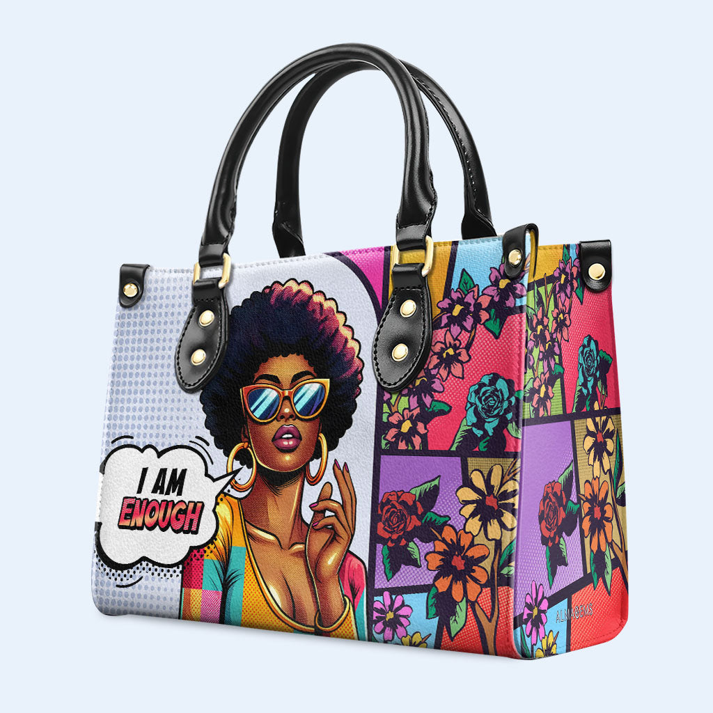 Je suis assez - Sac à main en cuir personnalisé - enough04