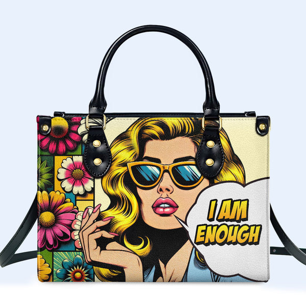 Soy suficiente - Bolso de mano de cuero personalizado - enough05