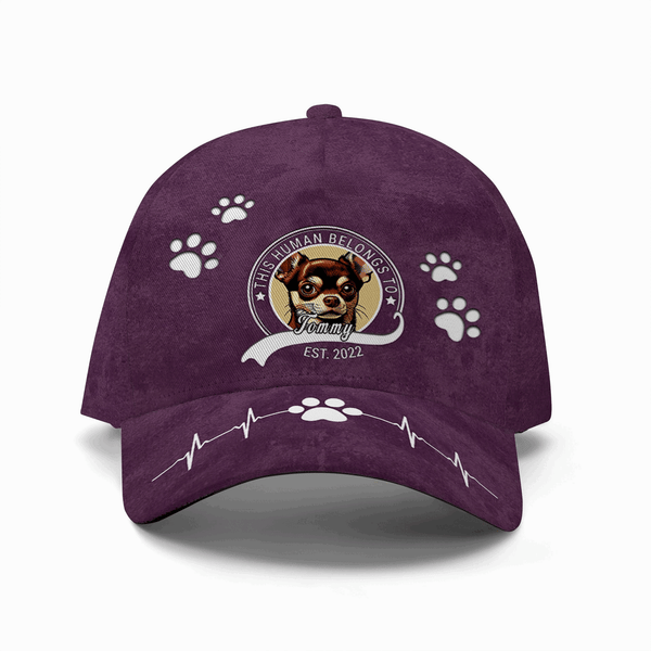 Cet humain appartient à – Casquette de baseball personnalisée, imprimé intégral – PET002_BAC