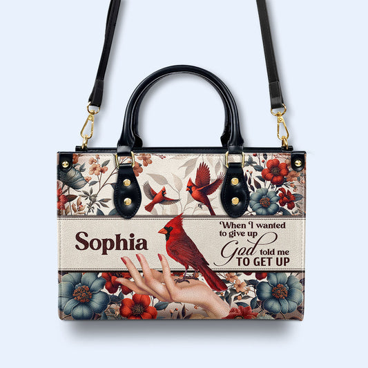 Dios me lo dijo - Cardenal - Bolso de mano de cuero personalizado - god_told_me_2