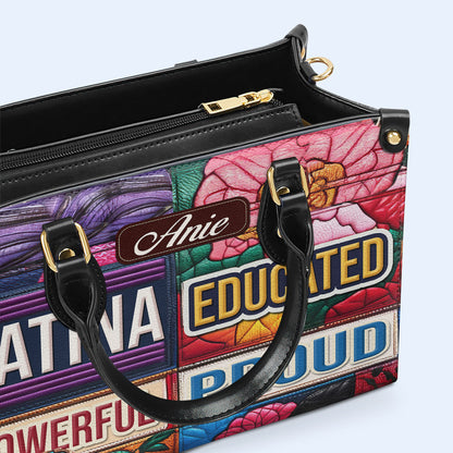 Bolso de mano de cuero personalizado, educado, poderoso y orgulloso - HG29