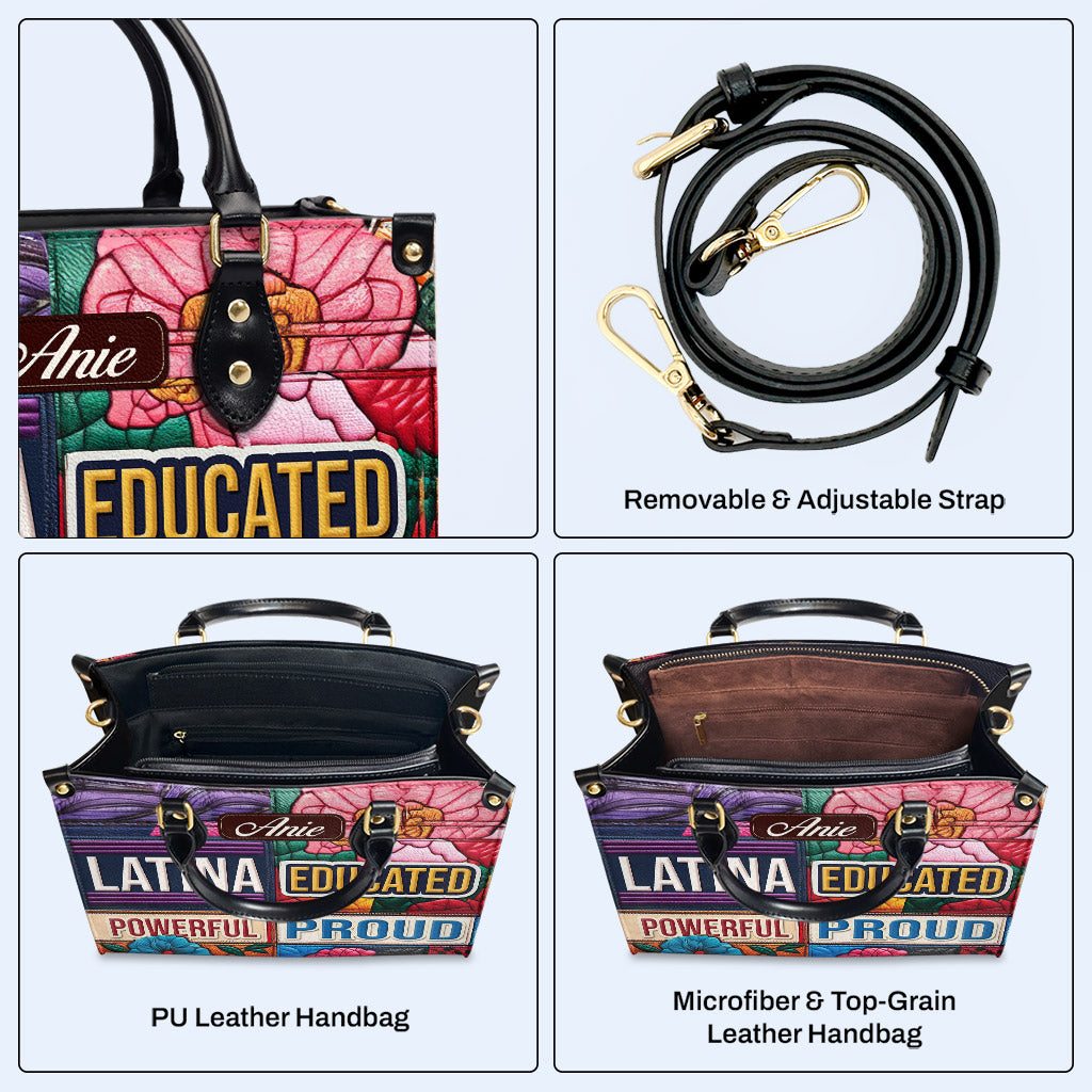 Bolso de mano de cuero personalizado, educado, poderoso y orgulloso - HG29