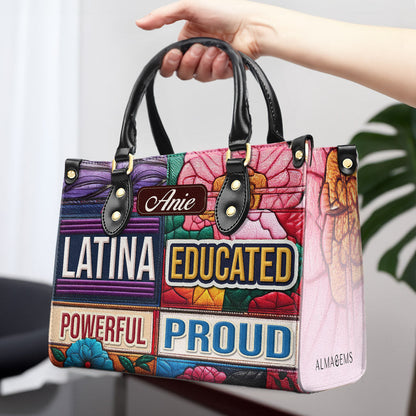 Bolso de mano de cuero personalizado, educado, poderoso y orgulloso - HG29