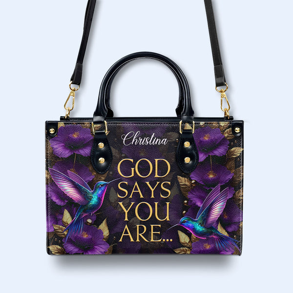 Dios dice que eres - Colibríes - Bolso de mano de cuero personalizado - hmb_you_are_1 ag30