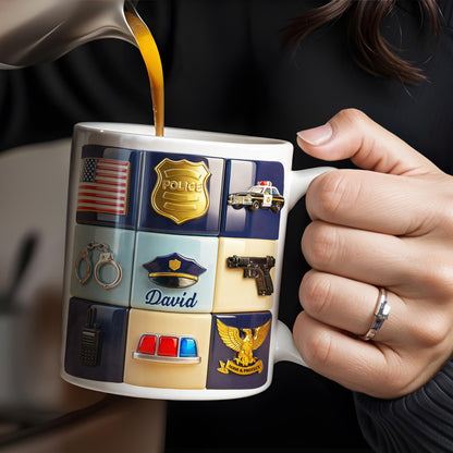 Serve & Protect, American Flag And Police Badge Design - Personalized Custom Coffee Mug - OFC024_MG