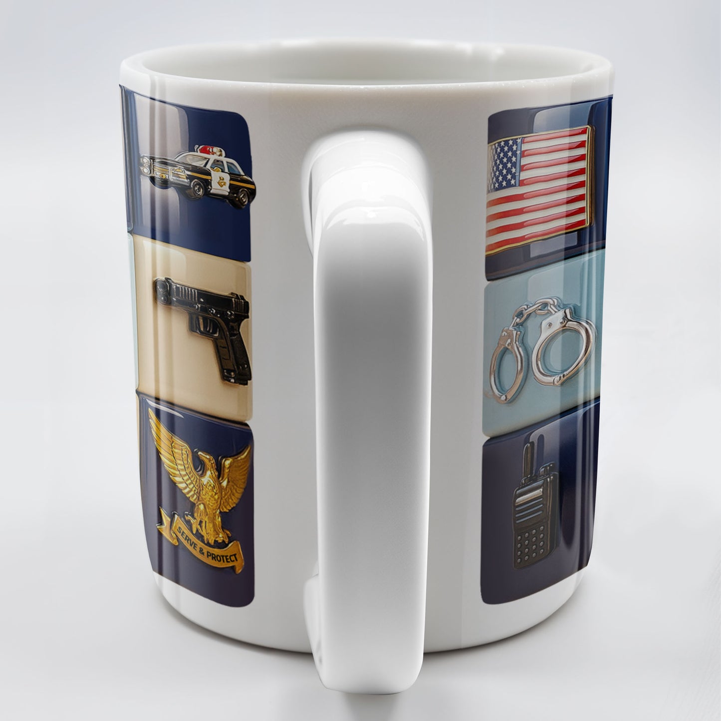 Serve & Protect, American Flag And Police Badge Design - Personalized Custom Coffee Mug - OFC024_MG