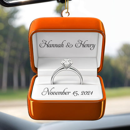 Celebrate Love And Commitment With Customized Engagement Ring Box - Personalized Custom Wood Ornament, Custom Shaped - CPL126_WDO