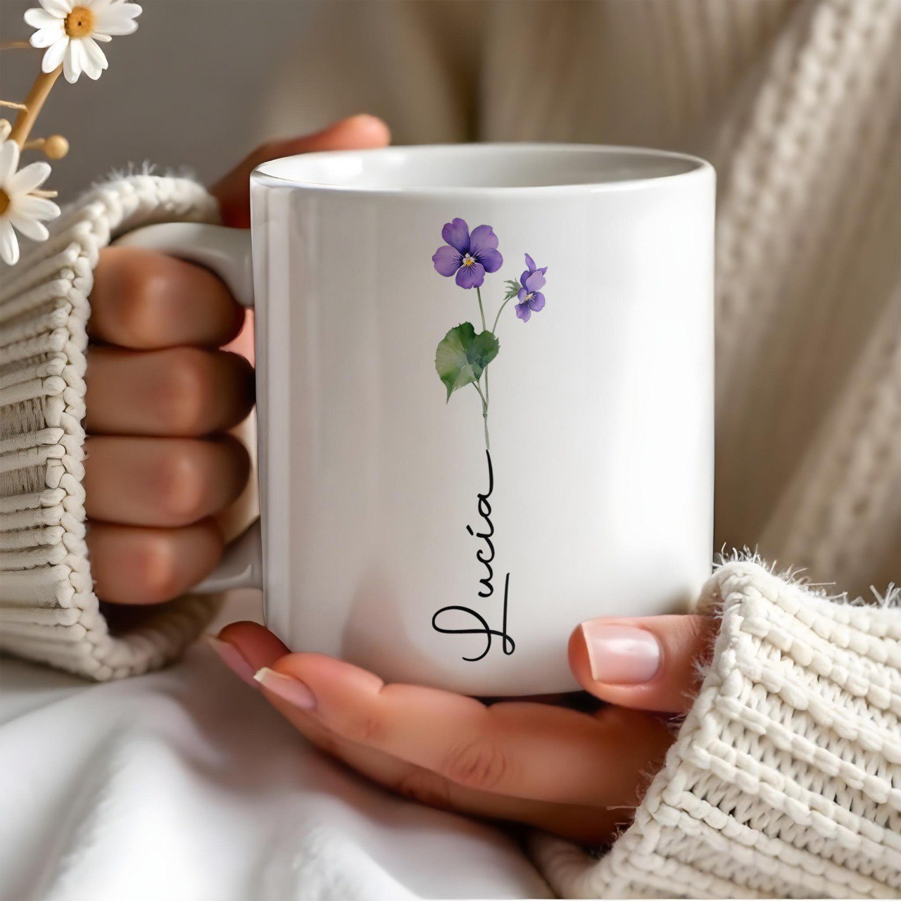 Celebrate Everyday Moments Violet Flowers Touch - Personalized Custom Coffee Mug - CPL020_MG