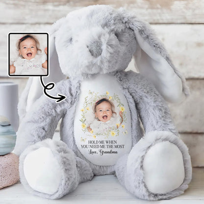 Serre-moi dans tes bras quand tu as le plus besoin de moi, lapin avec cadre photo - Lapin en peluche personnalisé - GRK018_BUN