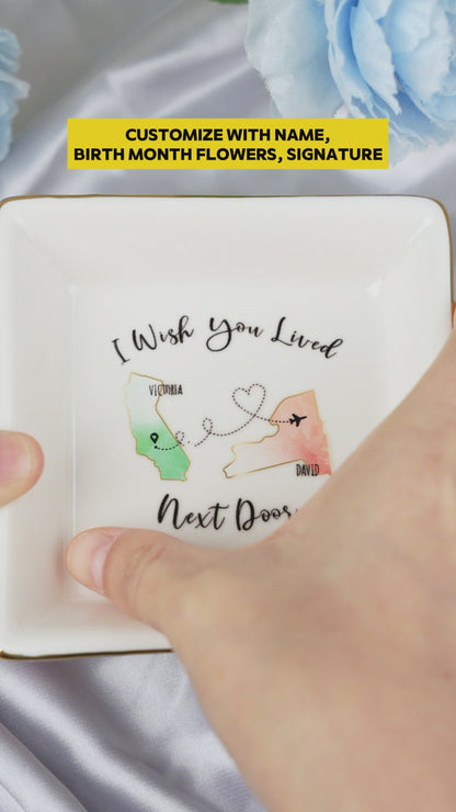 Porte-bijoux personnalisé « J'aimerais que tu habites à côté » - Porte-bijoux personnalisé - BST014_SCRD