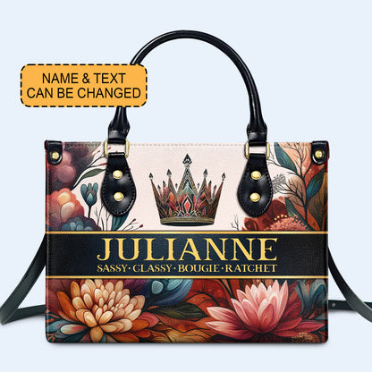 Queen Flowers - Personalized Custom Leather Handbag - queen02flowers