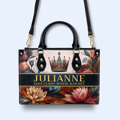 Queen Flowers - Personalized Custom Leather Handbag - queen02flowers